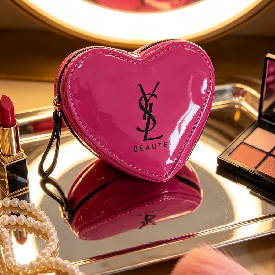 Ysl Beauty Makeup Bag - YSL Blush Pink Heart Makeup Bag