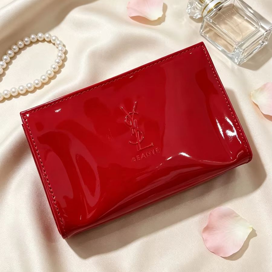YSL Red Patent Leather Cosmeti - Ysl Beauty Makeup Bag ulasan dan harga