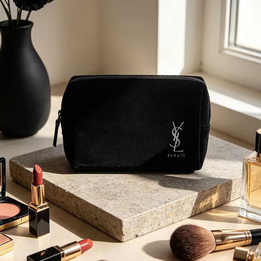 YSL’s Bag Black Printed Cosmet - Ysl Beauty Makeup Bag ulasan dan harga