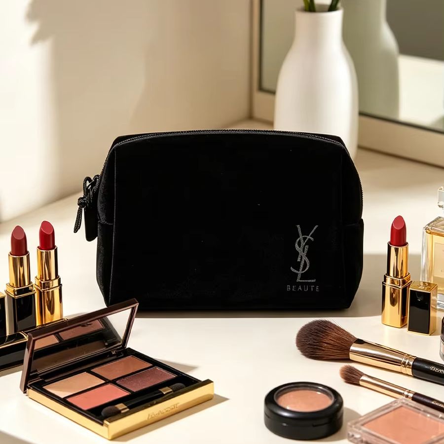 YSL’s Bag Black Printed Cosmet - Ysl Beauty Makeup Bag ulasan dan harga