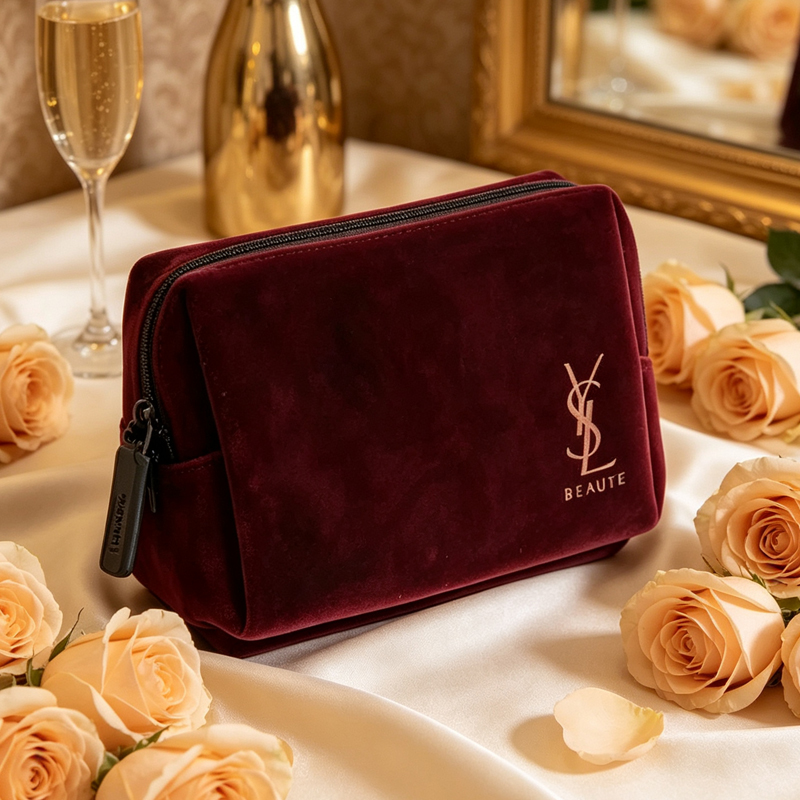 YSL Vintage Burgundy Velvet Ma - Ysl Beauty Makeup Bag ulasan dan harga
