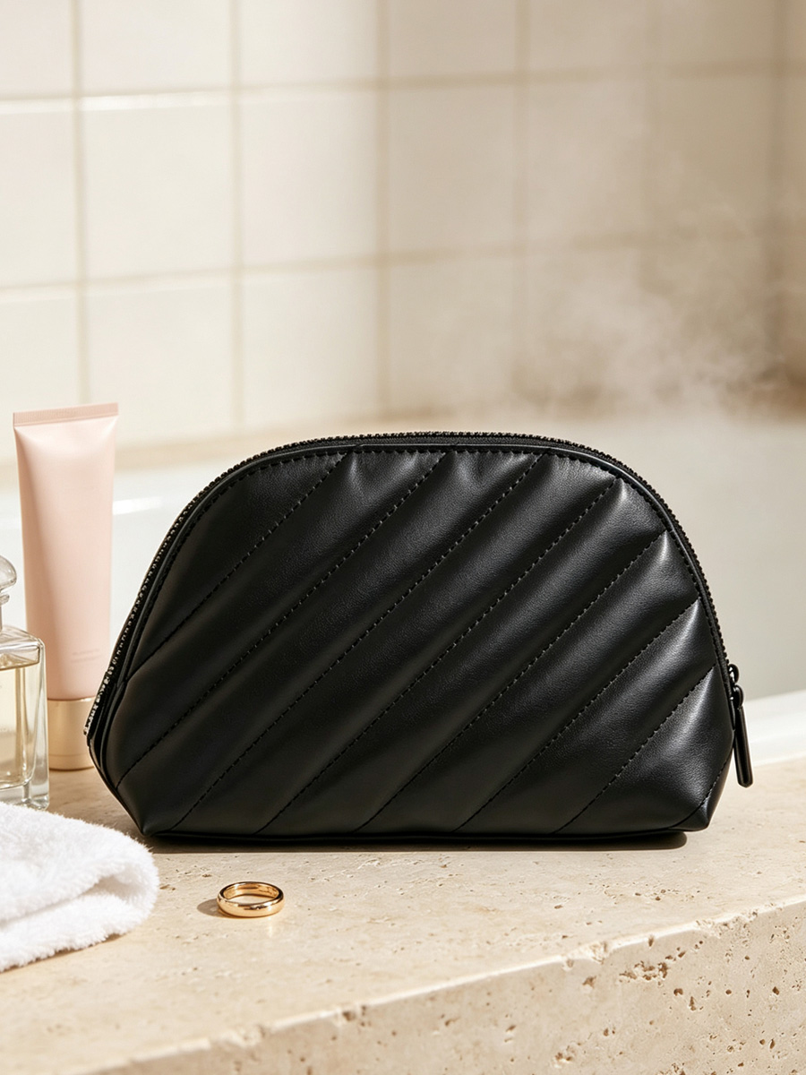 YSL black herringbone shell ma - Ysl Beauty Makeup Bag ulasan dan harga