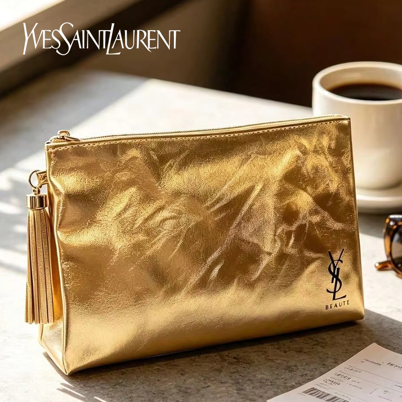 YSL Golden Cosmetic Bag, Porta - Ysl Beauty Makeup Bag ulasan dan harga