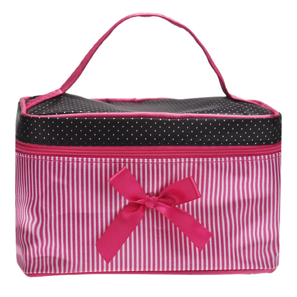 Women Travel Bow Stripe Make U - Ysl Beauty Makeup Bag ulasan dan harga
