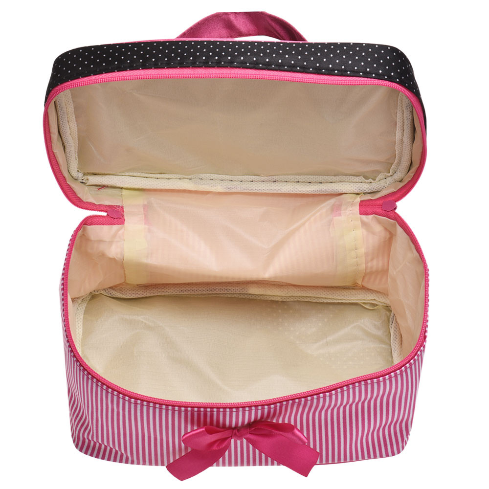 Women Travel Bow Stripe Make U - Ysl Beauty Makeup Bag ulasan dan harga