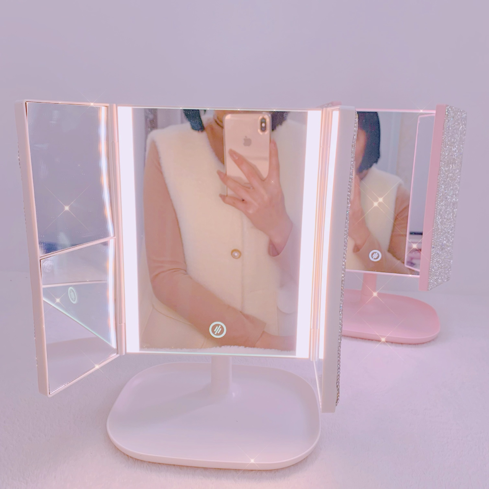 Trifold LED Makeup Mirror Beau - Beauty Forever Makeup ulasan dan harga
