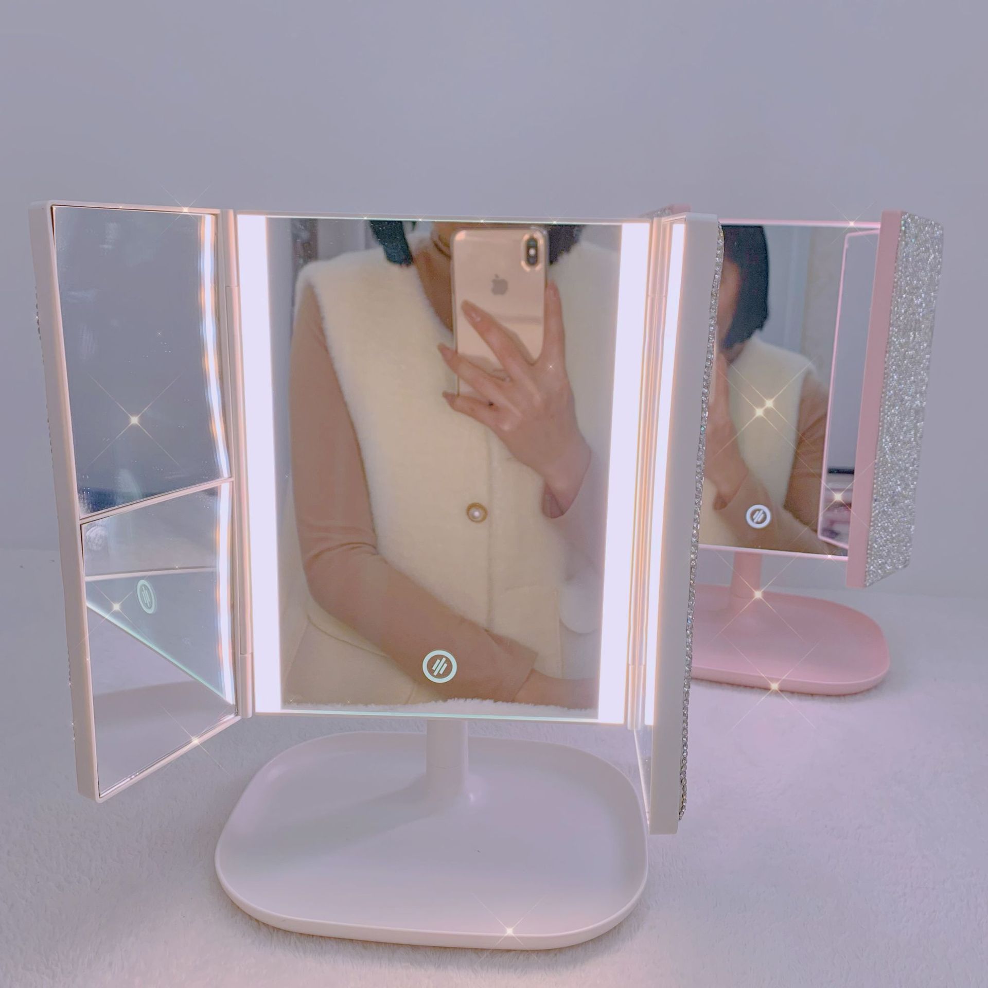 Trifold LED Makeup Mirror Beau - Beauty Forever Makeup ulasan dan harga