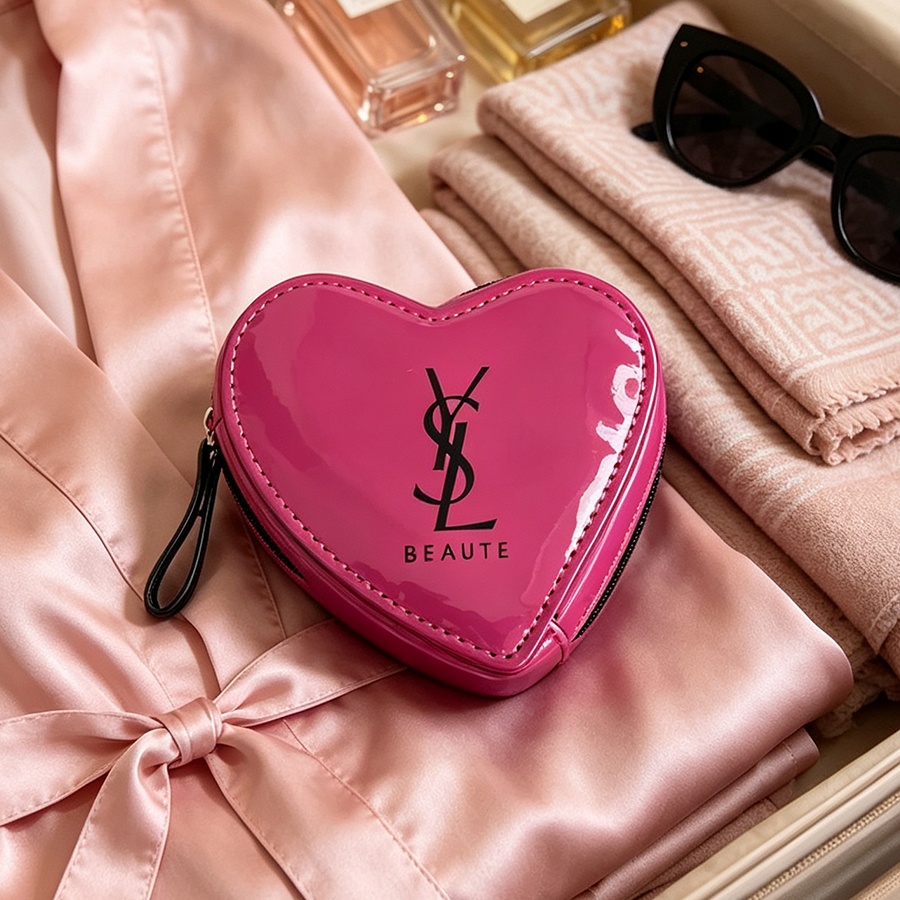 YSL Blush Pink Heart Makeup Ba - Ysl Beauty Makeup Bag ulasan dan harga