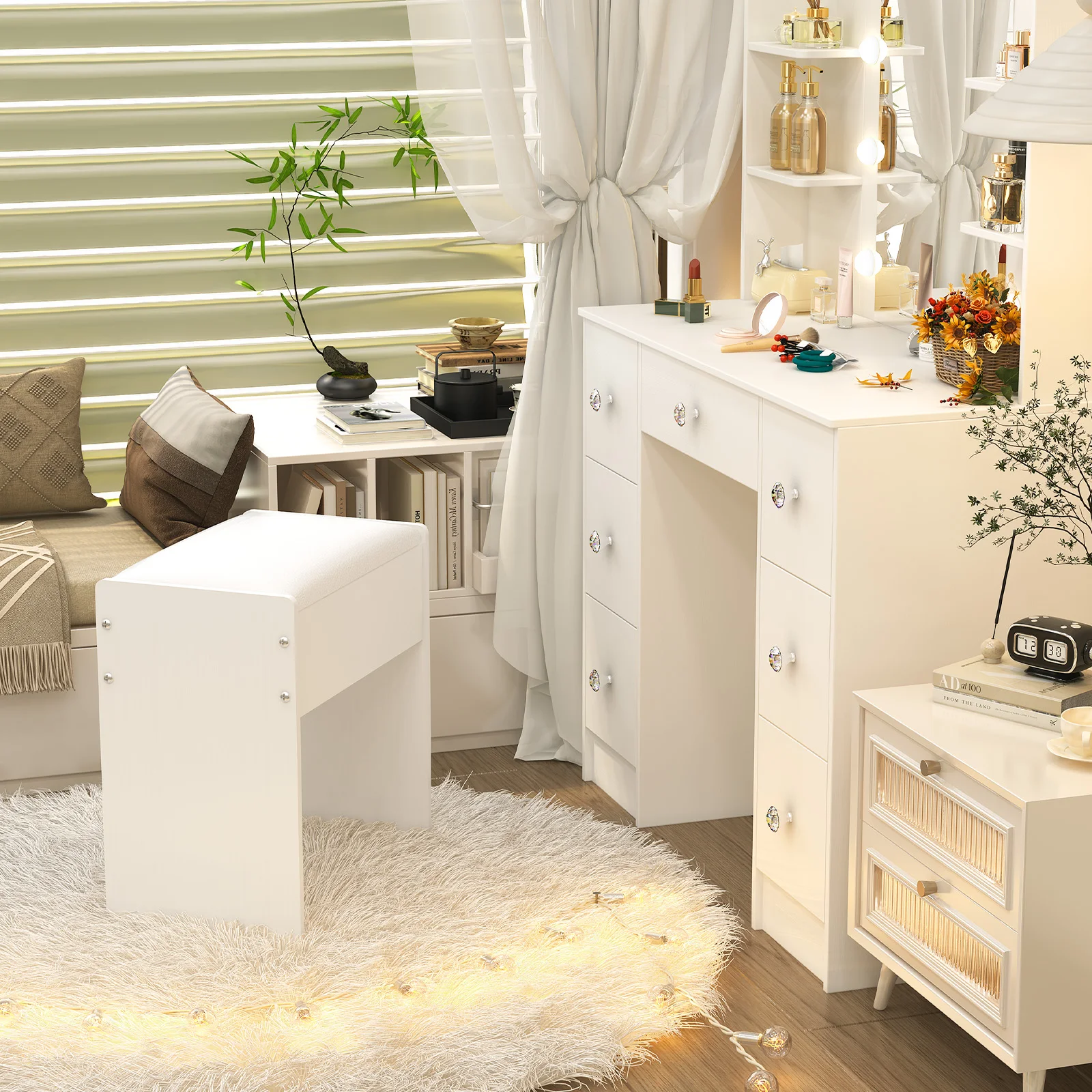 Padded Makeup Vanity Stool, St - Beauty Makeup Chair ulasan dan harga
